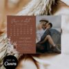 Calendar Save the Date Wedding Photo Canva Template | Boho Terracotta Rust Editable Card Calendar Save the Date Wedding Photo Canva Template | Boho Terracotta Rust Editable Card