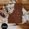 Fall Boho Wedding Invitation Template | Editable Terracotta Rust Autumn Fall Invite Fall Boho Wedding Invitation Template | Editable Terracotta Rust Autumn Fall Invite Canva | Pampas Grass Dried Floral Digital Download