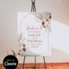 Boho Wedding Welcome Sign Template Editable Canva | Arch Welcome Sign Printable Boho Wedding Welcome Sign Template Editable Canva, Arch Welcome Sign Printable, Pampas Grass Terracotta Rust Wedding Decor, Digital Download