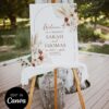 Boho Wedding Welcome Sign Template Editable Canva, Arch Welcome Sign Printable, Pampas Grass Terracotta Rust Wedding Decor, Digital Download