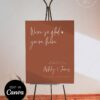 Modern Minimalist Wedding Welcome Sign Template | Terracotta Script Sign Editable Canva | Glad You're Here Modern Minimalist Wedding Welcome Sign Template, Terracotta Script Sign Editable Canva, Elegant Simple Wedding Decor, Glad You're Here