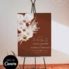 Dark Terracotta Boho Wedding Welcome Sign Template Canva Editable | Dramatic Pampas Grass Floral Sign Dark Terracotta Boho Wedding Welcome Sign Template, Dramatic Pampas Grass Floral Sign, Editable Rust Autumn Wedding Decor, Digital Download