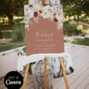 Terracotta Wedding Welcome Sign Template Editable | Boho Rust Floral Sign Autumn Wedding Decor Canva Terracotta Wedding Welcome Sign Template Editable, Boho Rust Floral Header, Pampas Grass Arch Sign Printable, Autumn Wedding Decor Canva