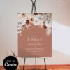 Terracotta Wedding Welcome Sign Template Editable | Boho Rust Floral Sign Autumn Wedding Decor Canva Terracotta Wedding Welcome Sign Template Editable, Boho Rust Floral Header, Pampas Grass Arch Sign Printable, Autumn Wedding Decor Canva