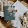 Teal Boho Wedding Invitation Template | Bohemian Pampas Grass Invite Card | Rustic Dark Slate Green Teal Boho Wedding Invitation Template