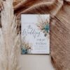 Teal Boho Wedding Invitation Template | Bohemian Pampas Grass Invite Card | Rustic Dark Slate Green Teal Boho Wedding Invitation Template