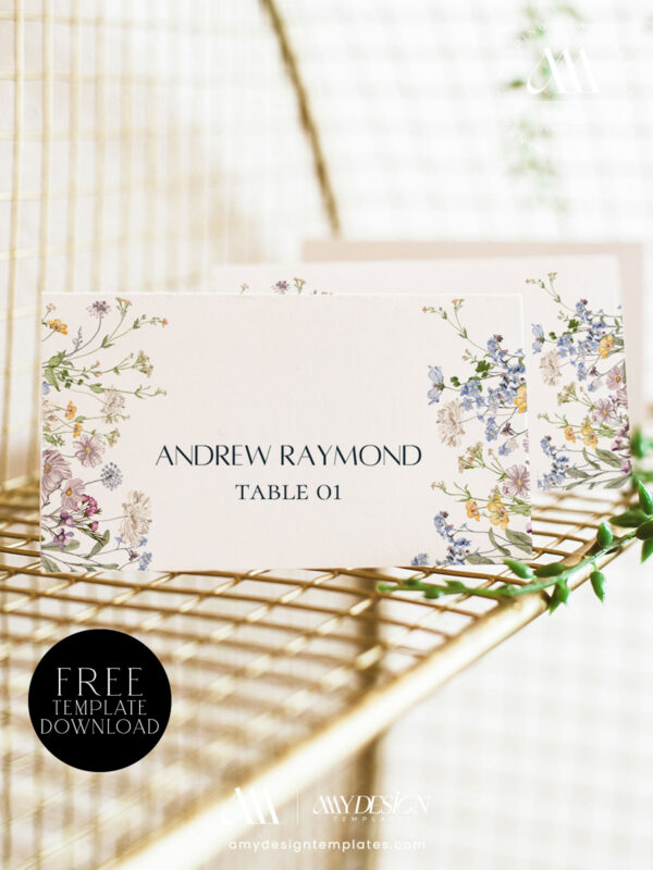 6+ Free Printable Wildflower Wedding Place Cards Template: Guide Your Guests with Natural Charm! 6+ Free Printable Wildflower Wedding Place Cards Template 1