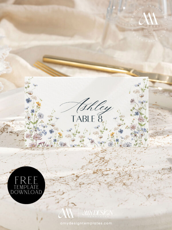 6+ Free Printable Wildflower Wedding Place Cards Template: Guide Your Guests with Natural Charm! 6+ Free Printable Wildflower Wedding Place Cards Template 5