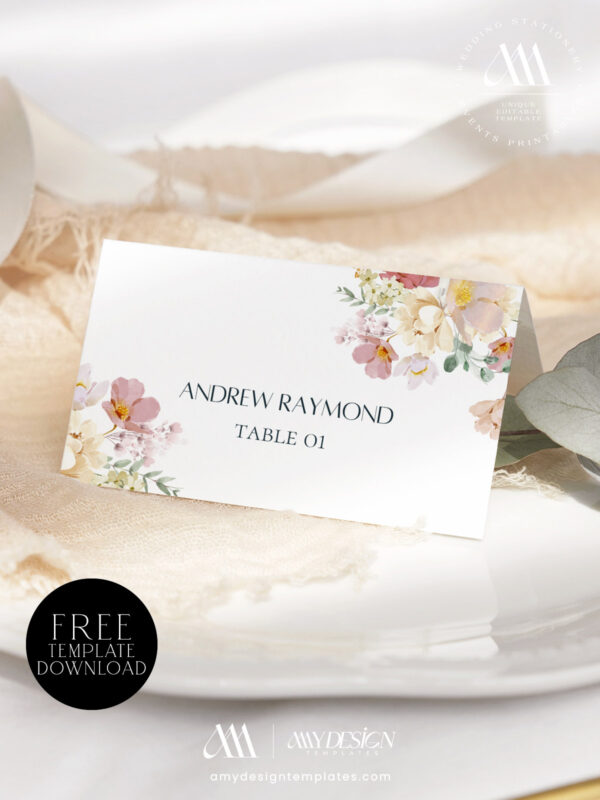 6+ Free Printable Wildflower Wedding Place Cards Template: Guide Your Guests with Natural Charm! 6+ Free Printable Wildflower Wedding Place Cards Template 6