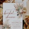 Pampas Grass Bridal Shower Invite Rust Greenery | Fall Boho Invitation Neutral Earthy Tones 5x7