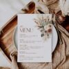 Editable Boho Terracotta Bridal Shower Menu Template | Pampas Grass Dinner Menu Printable | 4x9 5x7 Instant Download Editable Boho Terracotta Bridal Shower Menu Template | Pampas Grass Dinner Menu Printable