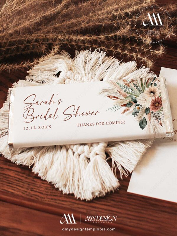 Editable Boho Terracotta Chocolate Wrapper Template