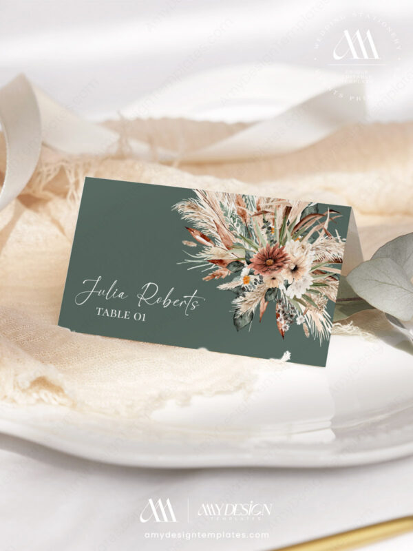 Editable Boho Terracotta Place Card Template