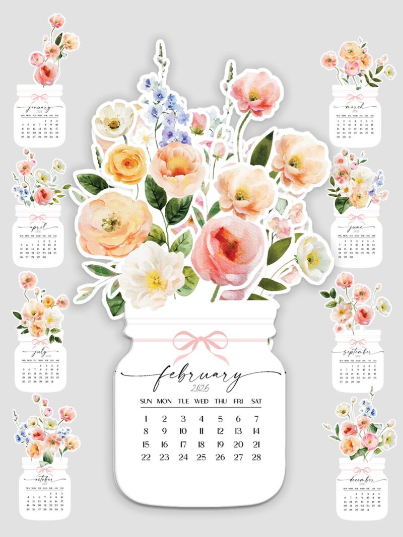 Printable 2027 2028 Floral Desk Calendar Digital Download | Watercolor ...