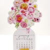 Bloom Flowers Pot 2026 Desk Calendar | Watercolor Printable Monthly Cutouts | Colorful Floral Planner SVG PNG PDF