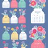 Bloom Flowers DIY Desk Calendar | Printable & Cutting Files (SVG, PNG, PDF)