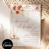 Brunch and Bubbly Invitation Template Editable Canva | Dried Floral Boho Wedding Shower Brunch and Bubbly Invitation Template Editable Canva