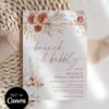 Brunch and Bubbly Invitation Template Editable Canva | Dried Floral Boho Wedding Shower Brunch and Bubbly Invitation Template Editable Canva