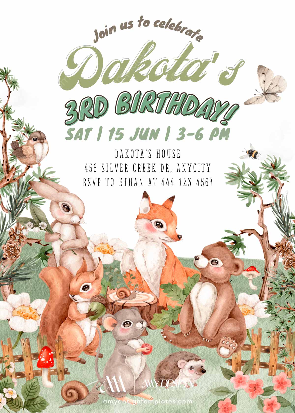 Editable Woodland Animals Birthday Invitation Template | Forest Animal Birthday Party Editable Woodland Animals Birthday Invitation Template | Forest Animal Birthday Party Digital Download