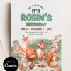 Woodland Birthday Party Invitation Card Template Printable | Forest Animals Party Invite Woodland Birthday Party Invitation Card Template Printable