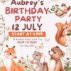 Editable Forest Animals Birthday Invitation Template | Fox Bear Squirrel Party Invite Canva Editable Forest Animals Birthday Invitation Template | Fox Bear Squirrel Party Invite Canva Editable