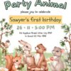 Party Animal Birthday Invitation Canva Template | Woodland Forest Card Instant Download