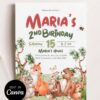 Editable Woodland Animals Party Birthday Invitation Canva Template | Fox Bear Bunny Forest Theme Editable Woodland Animals Party Birthday Invitation Canva Template | Fox Bear Bunny Forest Theme