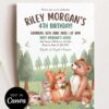 Editable Rustic Animal Birthday Invitation Template | Hedgehog Mouse Squirrel Bear Editable Rustic Animal Birthday Invitation Template | Hedgehog Mouse Squirrel Bear
