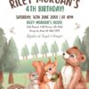 Editable Rustic Animal Birthday Invitation Template | Hedgehog Mouse Squirrel Bear Editable Rustic Animal Birthday Invitation Template | Hedgehog Mouse Squirrel Bear