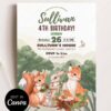 Printable Woodland Animals Birthday Card Canva Edit | Fox Rabbit Squirrel Digital Template