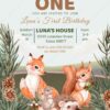 Printable Wild One Animals Birthday Invitation Template | Fox Squirrel Hedgehog Mouse Digital Download Printable Wild One Animals Birthday Invitation Template | Fox Squirrel Hedgehog Mouse Digital Download