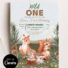 Printable Wild One Animals Birthday Invitation Template | Fox Squirrel Hedgehog Mouse Digital Download Printable Wild One Animals Birthday Invitation Template | Fox Squirrel Hedgehog Mouse Digital Download