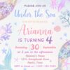 Editable Mermaid Invitation for Girls Birthday | Shellabration Under The Sea Party Invite Canva Template