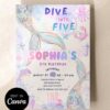 Dive into Five Mermaid Birthday Celebration Invitation Template | Under The Sea Neon Ocean Birthday Card Dive into Five Mermaid Birthday Celebration Invitation Template | Under The Sea Neon Ocean Birthday Card