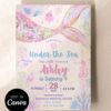 Holographic Mermaid Tail Under the Sea Birthday Invitation | Pink Jellyfish Mermaid Birthday Girls Invite Template Canva Holographic Mermaid Tail Under the Sea Birthday Invitation | Pink Jellyfish Mermaid Birthday Girls Invite Template Canva