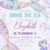 Holographic Mermaid Tail Birthday Invitation Canva Template | Under the Sea Birthday Invite Printable