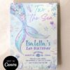 Two The Sea Mermaid Birthday Invitation Card | Blue Pastel Mermaid Neon Ocean Birthday Card Two The Sea Mermaid Birthday Invitation Card | Blue Pastel Mermaid Neon Ocean Birthday Card