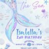 Two The Sea Mermaid Birthday Invitation Card | Blue Pastel Mermaid Neon Ocean Birthday Card Two The Sea Mermaid Birthday Invitation Card | Blue Pastel Mermaid Neon Ocean Birthday Card