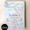 Splish Splash Mermaid Birthday Invitation Card | Under The Sea Mermaid Bash Invitation Template
