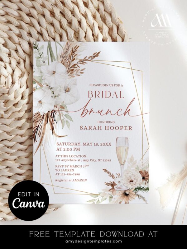 5+ Bridal Shower Brunch Invitations Free: Start Your Celebration in Style! Your Free Bridal Shower Brunch Invitation Template FREECV043