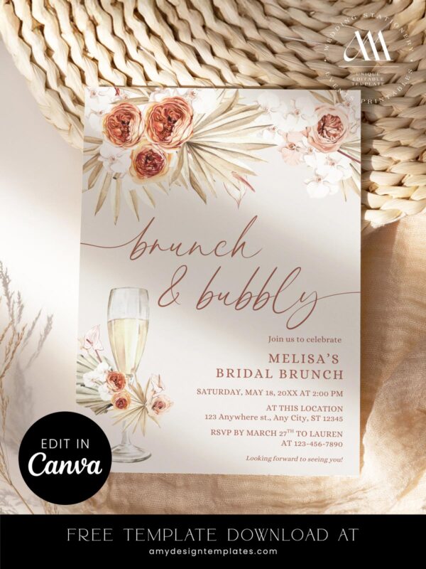 5+ Bridal Shower Brunch Invitations Free: Start Your Celebration in Style! Your Free Bridal Shower Brunch Invitation Template FREECV043