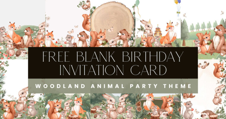 free blank birthday invitation card woodland animal party theme