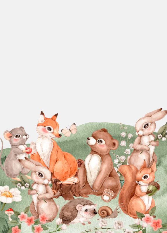 14 Free Blank Birthday Invitation Card Designs: Woodland Animal Party Theme Free Blank Woodland Birthday Invitation Card Animals Party 2