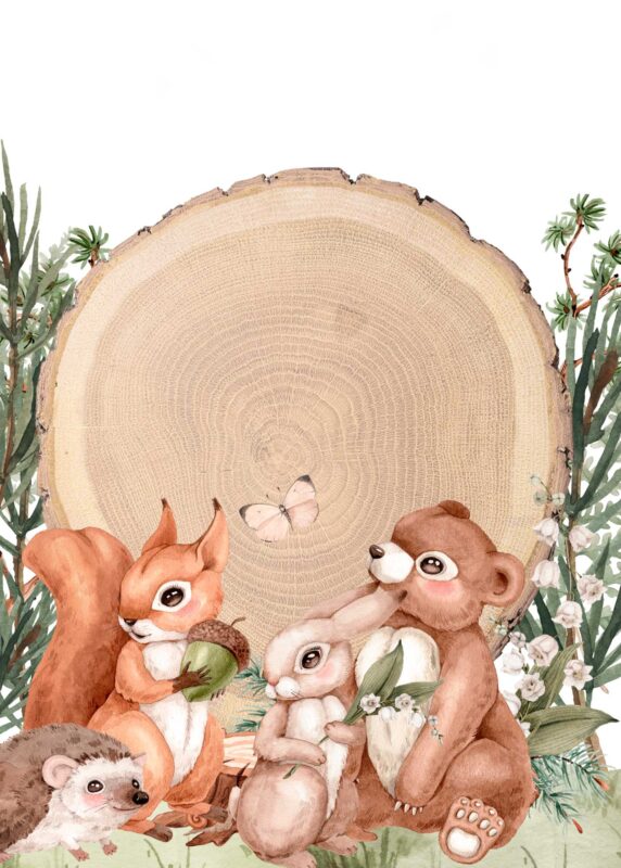 14 Free Blank Birthday Invitation Card Designs: Woodland Animal Party Theme Free Blank Woodland Birthday Invitation Card Animals Party 9