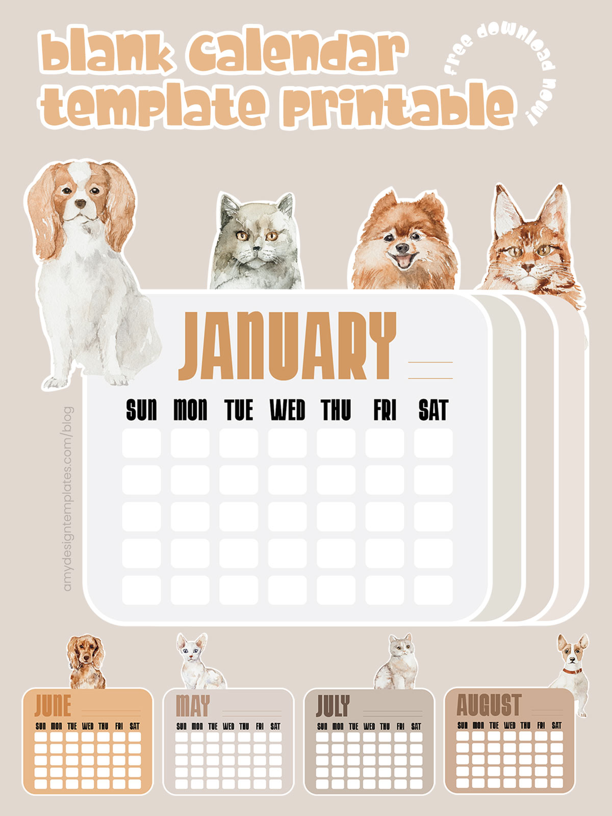 Free Printable Animal Blank Calendar Planner: The Cutest Monthly Planner for 2026 free download cute monthly printable animal calendar blank planner