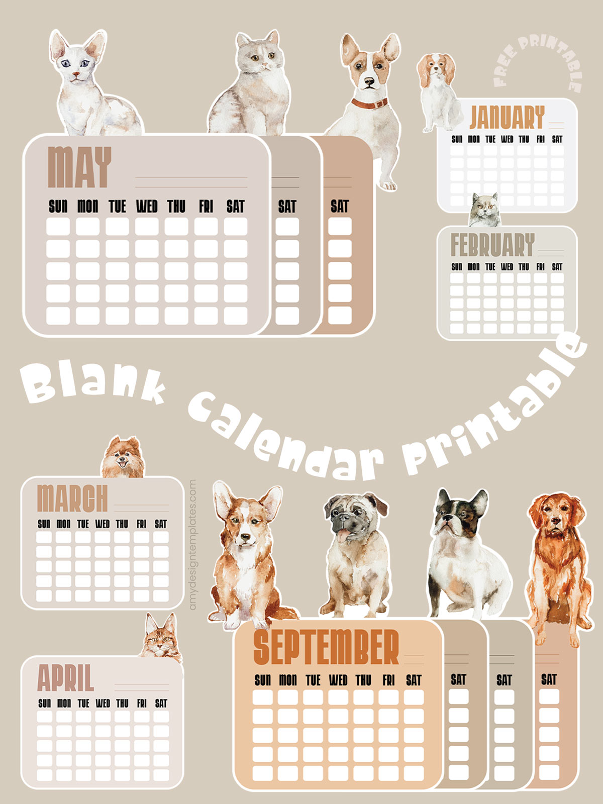 Free Printable Animal Blank Calendar Planner: The Cutest Monthly Planner for 2026 free download cute monthly printable animal calendar blank planner