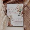 Rustic Western Bridal Shower Invitation | Boots and Brunch Invite Template | Boho Pampas Grass Floral | Cowboy Boots Rustic Western Bridal Shower Invitation, Boots and Brunch Invite Template, Boho Pampas Grass Floral, Cowboy Boots, Editable in Corjl, Instant Download