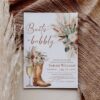 Boots and Bubbly Bridal Shower Invitation | Western Cowgirl Invite Template | Rustic Boho Pampas Grass Boots and Bubbly Bridal Shower Invitation, Western Cowgirl Invite Template, Rustic Boho Pampas Grass, Champagne Bridal Shower Editable Printable