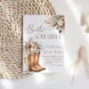 Boots and Bubbly Bridal Shower Invitation, Western Cowgirl Invite Template, Rustic Boho Pampas Grass, Terracotta Editable Printable Card