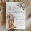 Boots and Bubbly Bridal Shower Invitation, Western Cowgirl Invite Template, Rustic Boho Pampas Grass, Terracotta Editable Printable Card
